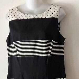 Alyx dress sz 12 black white stripes polka dots mixed media GUC vintage